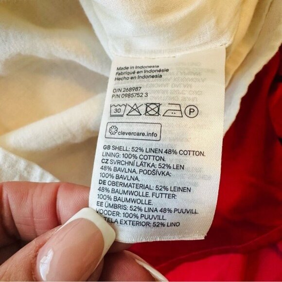 H&M Ivory Linen Off-Shoulder Mini Dress Size Small | Romantic - Picture 11 of 13